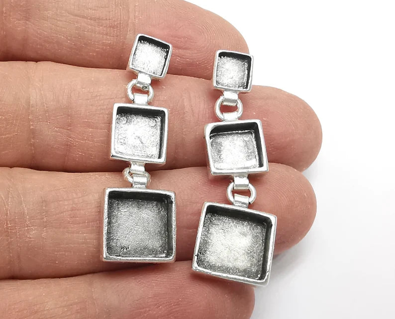 Dangle Earring Set ,Earring Base, Wire Antique Silver Plated Brass Earring Base G26971