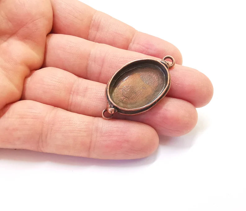 Antique Copper Connector Pendant Blank Mosaic Base Blank inlay Necklace Blank Resin Blank Mountings Copper Plated Brass ( 25x18mm ) G26995