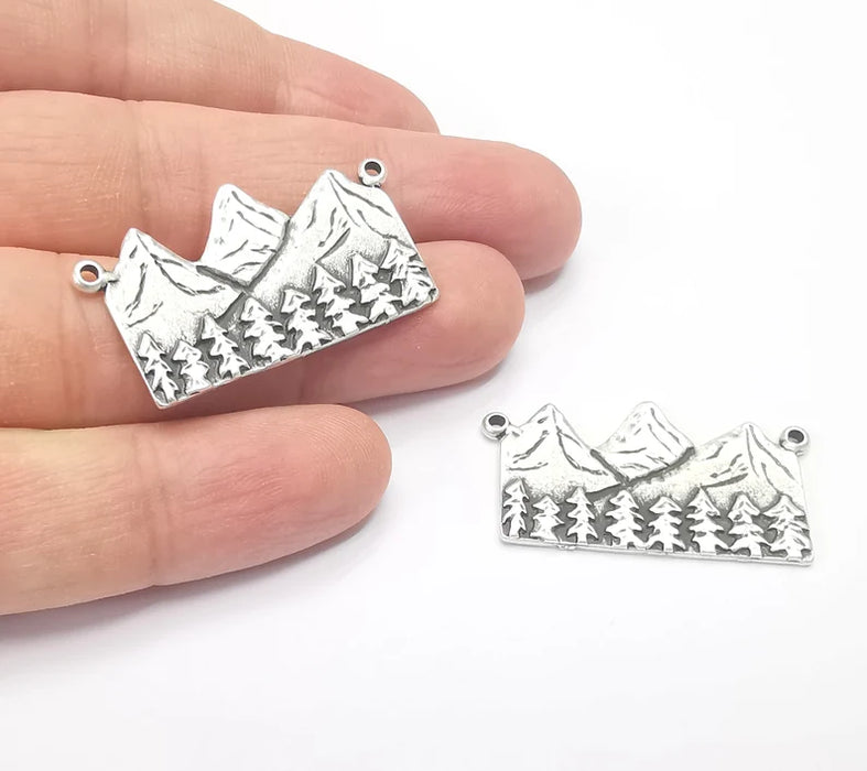 Mountain Pendant Landscape Rock Forest Pendant Clif Charms Antique Silver Plated Pendant (39x21mm) G26726