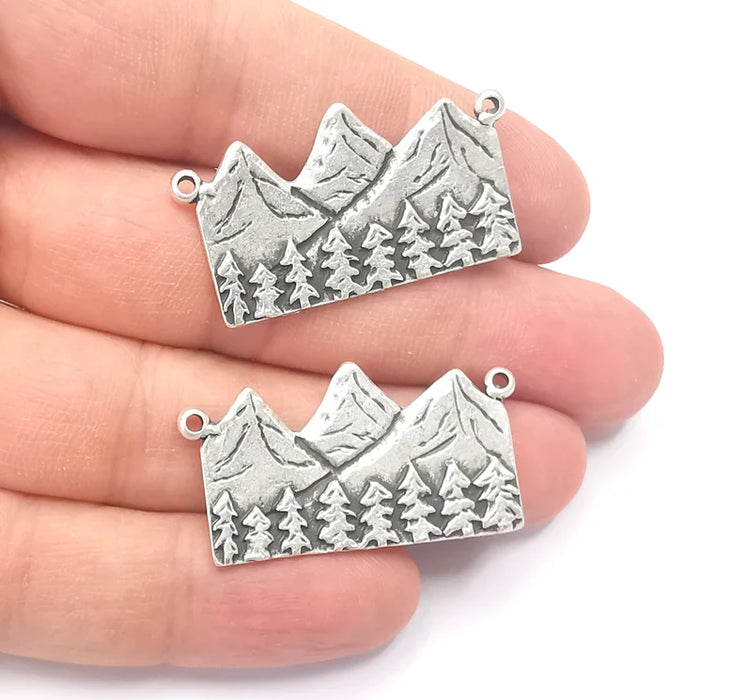 Mountain Pendant Landscape Rock Forest Pendant Clif Charms Antique Silver Plated Pendant (39x21mm) G26726