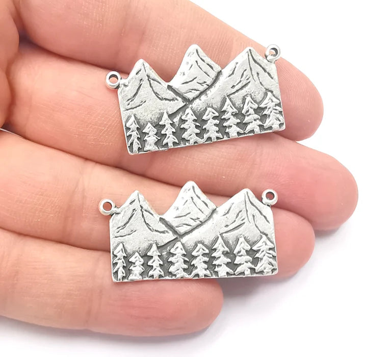 Mountain Pendant Landscape Rock Forest Pendant Clif Charms Antique Silver Plated Pendant (39x21mm) G26726