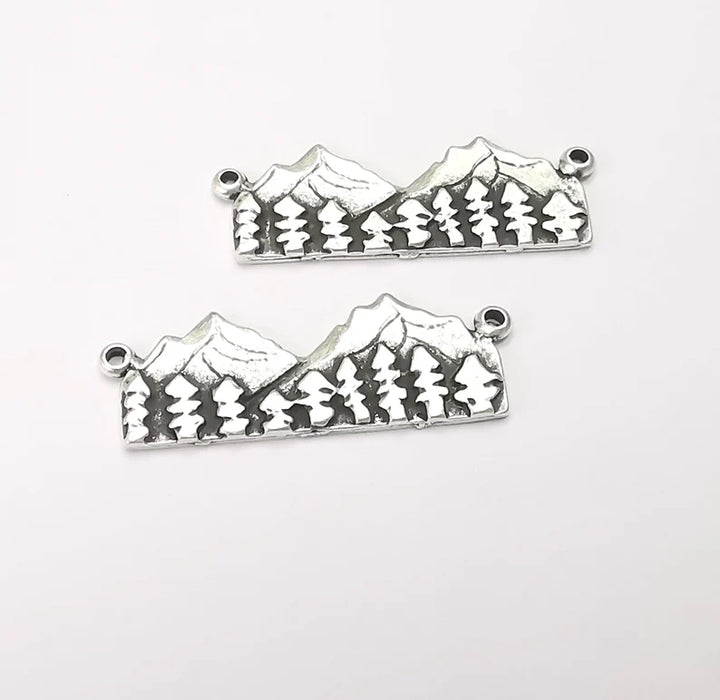 Landscape Pendant Mountain Charms Rock Forest Pendant Clif Charms Antique Silver Plated Pendant (40x14mm) G26731