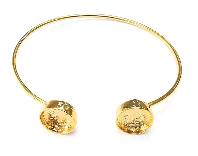 Round Bracelet Base Blanks Cuff Blanks Adjustable Bracelet Shiny Gold Plated Brass (10mm Blanks) G27014