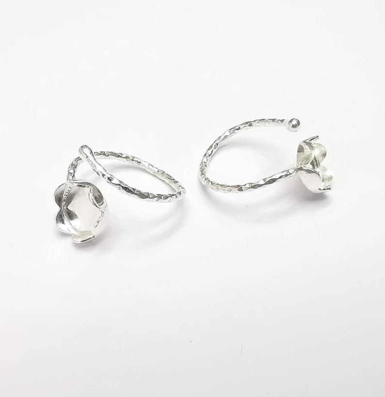 Sterling Silver Ring Blank Bezel 925 Silver Ring Setting Resin Ring Blank Cabochon Ring Mounting Adjustable Ring Base (10mm round) G30241