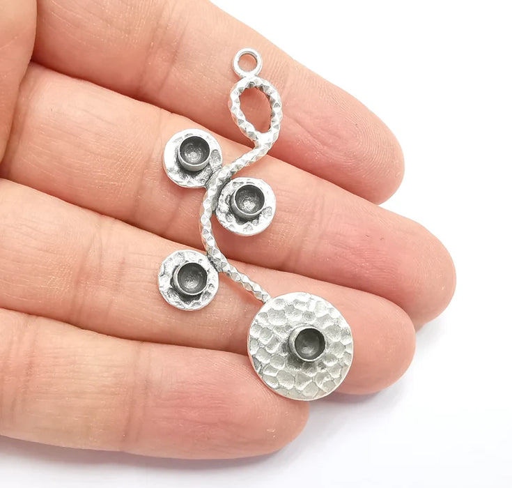 Silver Plated Pendant Base Setting Bezel Blank Antique Silver Plated Brass Pendant (5mm bezel) G26764