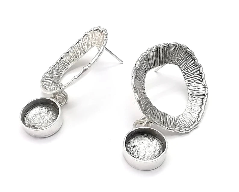 1 Pairs Brushed Silver Dangle Earring Set Base Wire Antique Silver Plated Brass Earring Base (41mm) G26772
