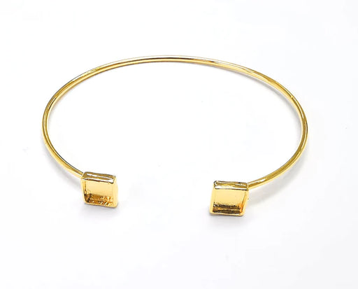 Square Bracelet Base Blanks Cuff Blanks Adjustable Bracelet Shiny Gold Plated Brass (6mm Blanks) G27175