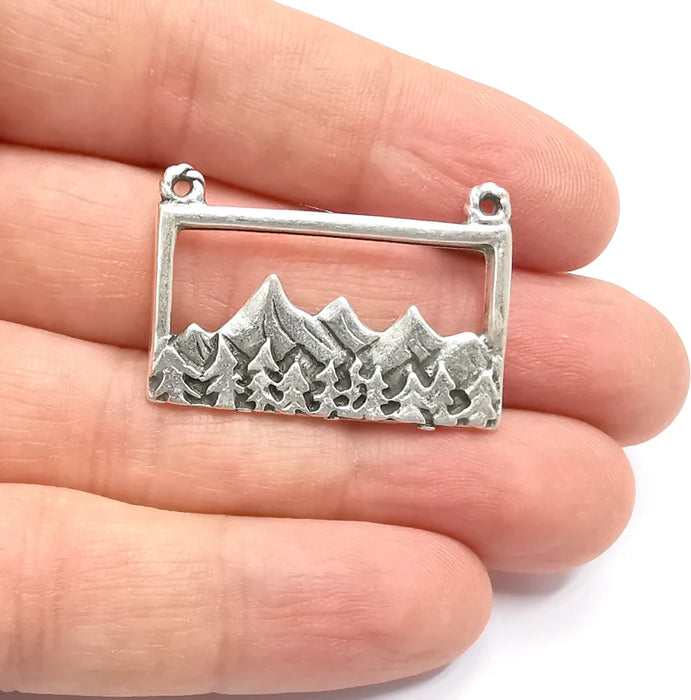 Mountain Charms Landscape Rock Forest Pendant Clif Charms Antique Silver Plated Pendant (35x24mm) G26928