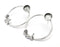 Flower Round Hoop Silver Earring Set Base Wire Antique Silver Plated Brass Earring Base (8mm blank) G27179