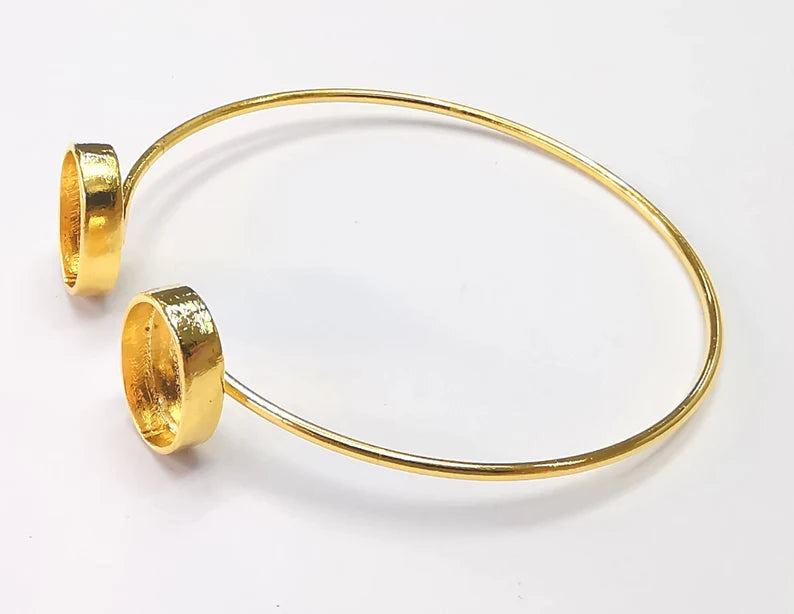Oval Bracelet Base Blanks Cuff Blanks Adjustable Bracelet Shiny Gold Plated Brass (14x10mm Blanks) G27191
