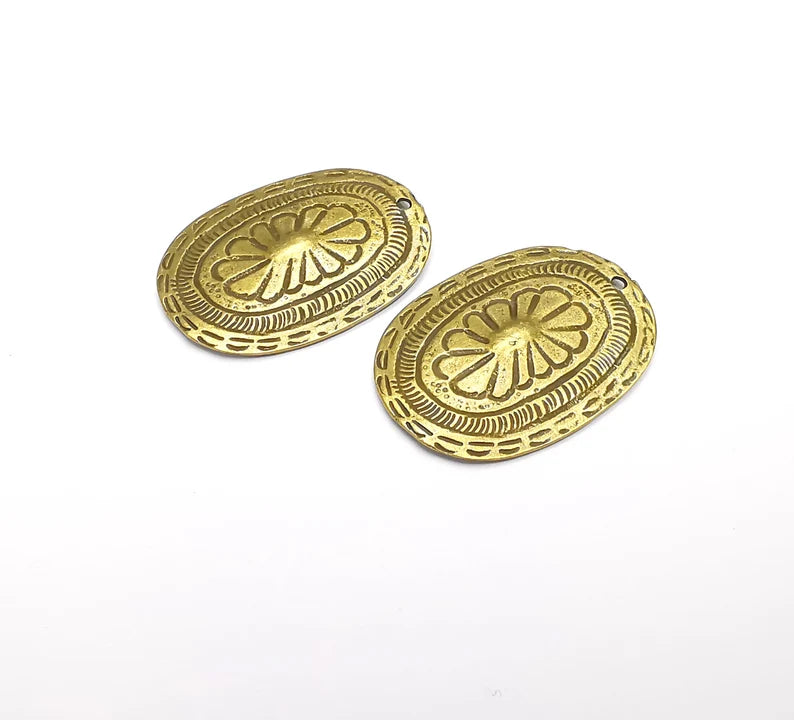 2 Ethnic Charms Antique Bronze Plated Charms (39x28mm) G26952