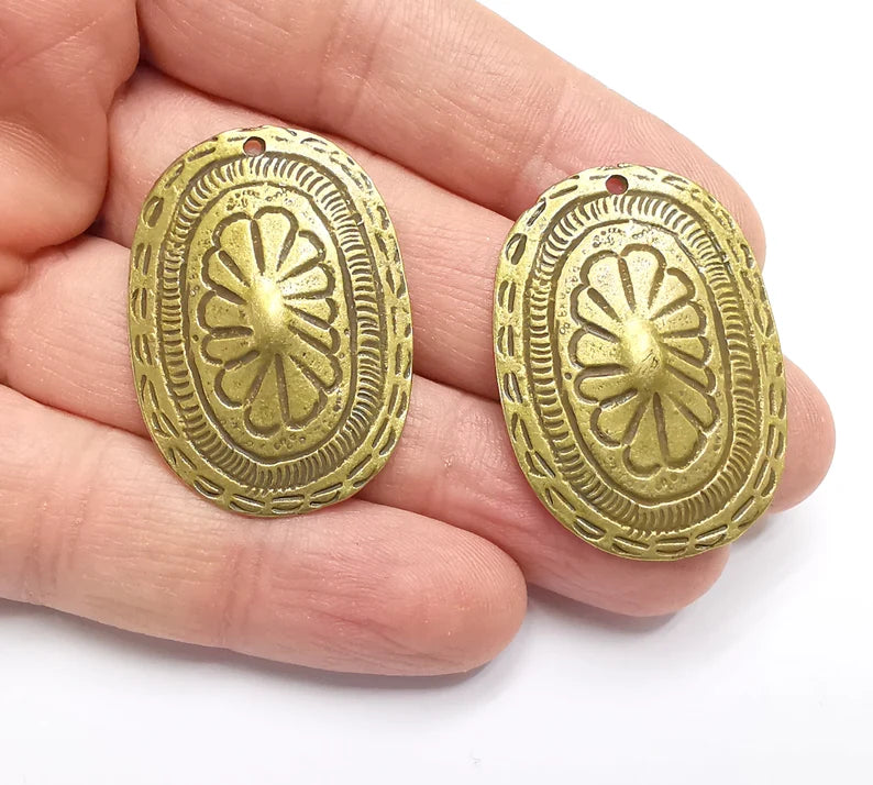 2 Ethnic Charms Antique Bronze Plated Charms (39x28mm) G26952