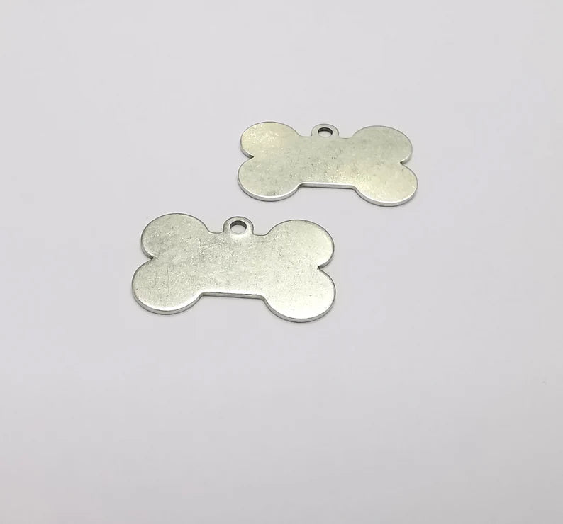 2 Silver Bone Charm Antique Silver Plated Brass Charm (28x18mm) G26957