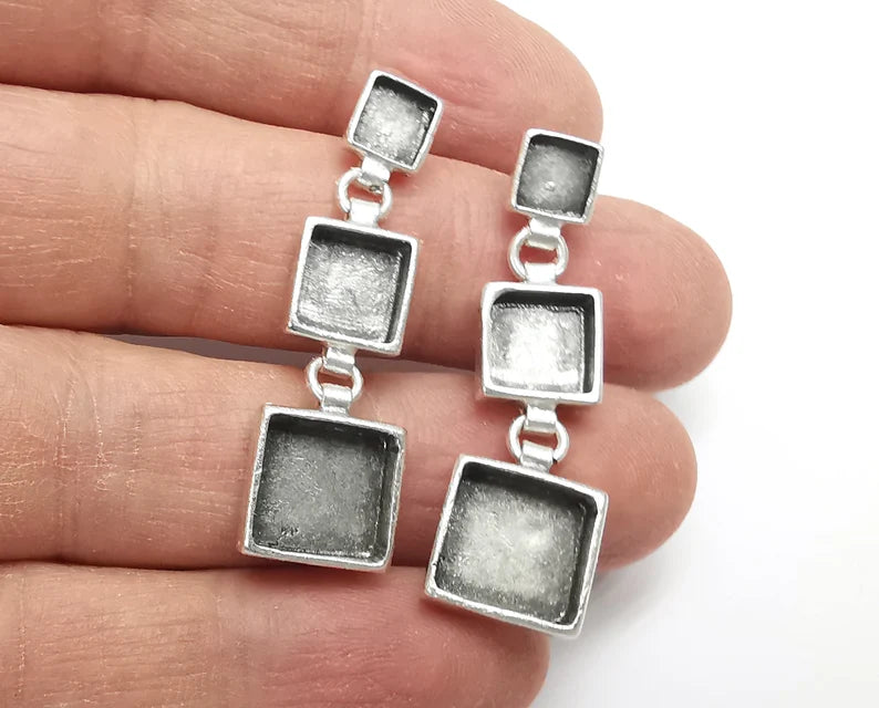 Dangle Earring Set ,Earring Base, Wire Antique Silver Plated Brass Earring Base G26971