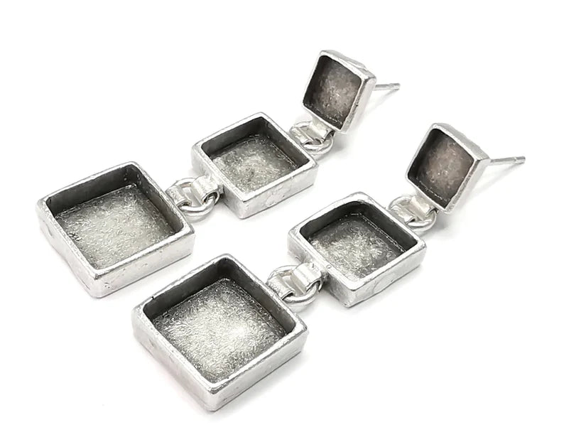 Dangle Earring Set ,Earring Base, Wire Antique Silver Plated Brass Earring Base G26971