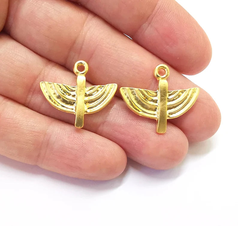 2 Gold Charms Gold Plated Charms (25x22mm) G26980