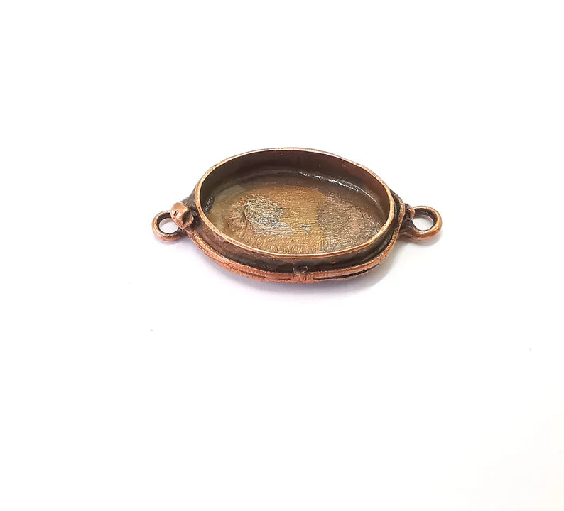 Antique Copper Connector Pendant Blank Mosaic Base Blank inlay Necklace Blank Resin Blank Mountings Copper Plated Brass ( 25x18mm ) G26995