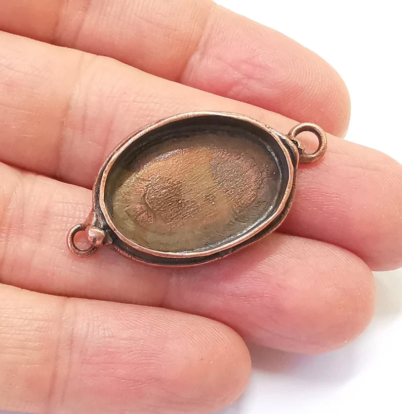 Antique Copper Connector Pendant Blank Mosaic Base Blank inlay Necklace Blank Resin Blank Mountings Copper Plated Brass ( 25x18mm ) G26995