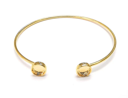 Round Bracelet Base Blanks Cuff Blanks Adjustable Bracelet Shiny Gold Plated Brass (6mm Blanks) G27035