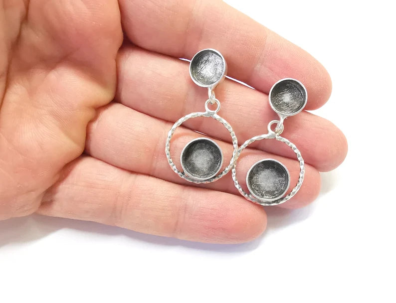 Dangle Earring Set Base Wire Antique Silver Plated Brass Earring Base ( 12mm - 10mm blanks ) G27084