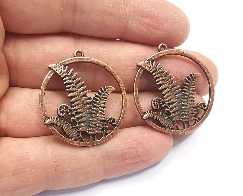 2 Fern Charms Antique Copper Plated Charms (34x31mm) G27232