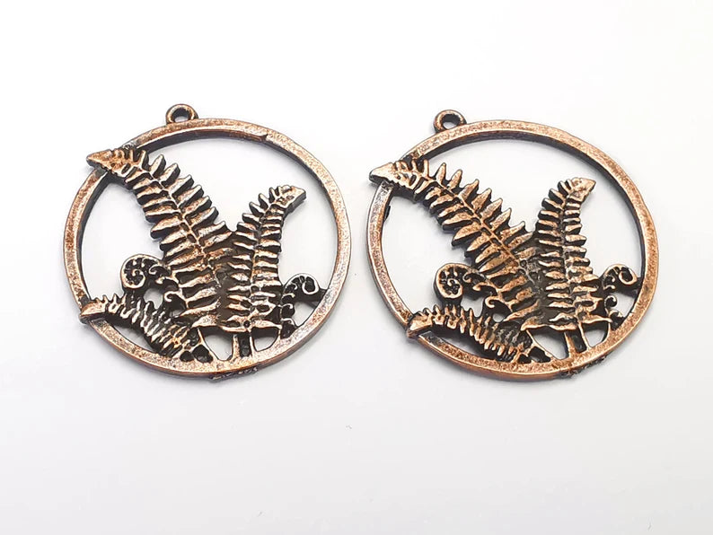 2 Fern Charms Antique Copper Plated Charms (34x31mm) G27232