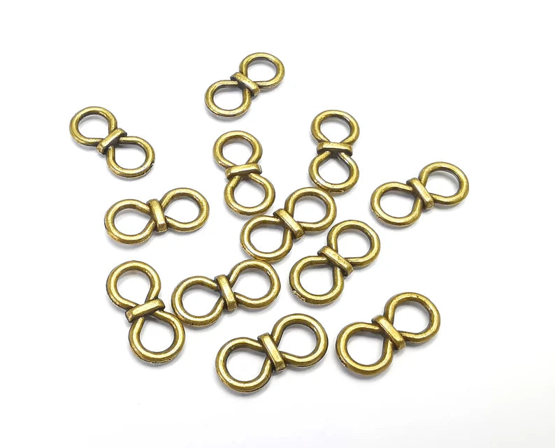 10 Bow Eight Shape Charms Connector Antique Bronze Plated Charms Findings (19x9mm) G27234