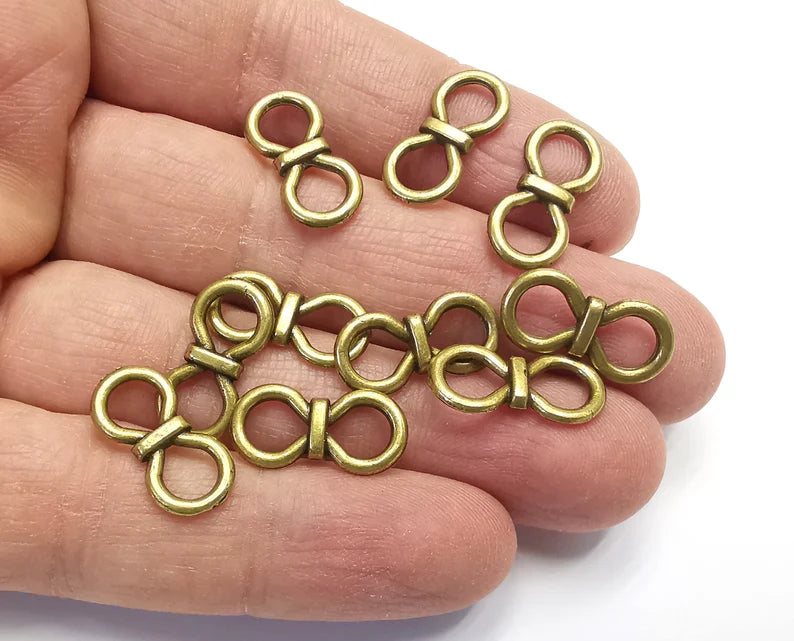 10 Bow Eight Shape Charms Connector Antique Bronze Plated Charms Findings (19x9mm) G27234