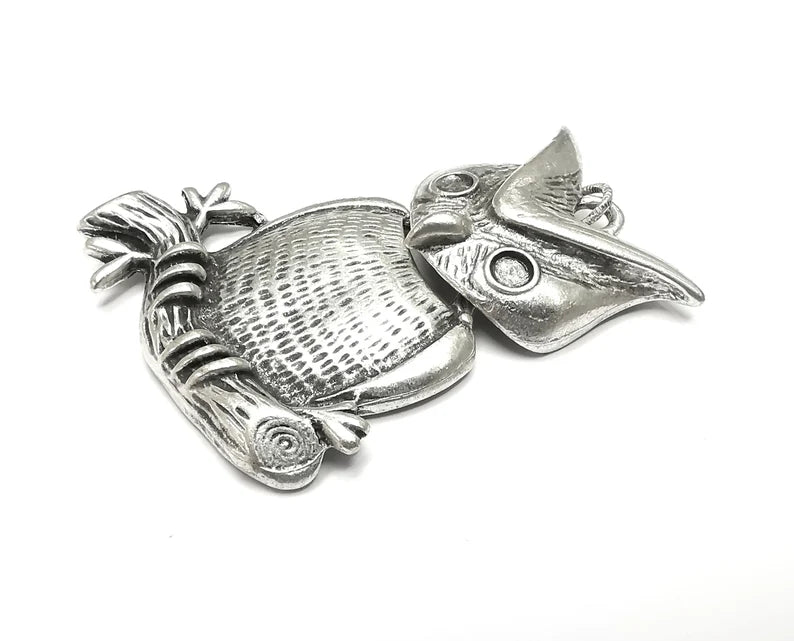 Owl Dangle Pendant Blank Antique Silver Plated Pendant (87x46mm) G27105