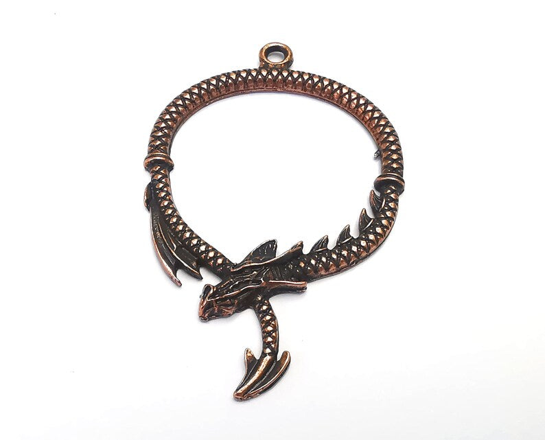 2 Dragon Charms Pendant Antique Copper Plated Charms (64x42mm) G27238