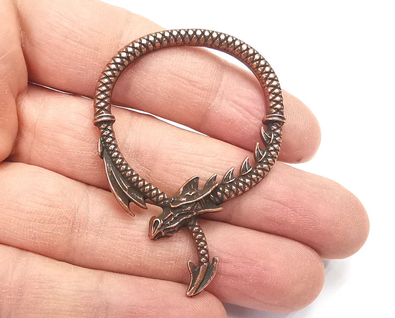 2 Dragon Charms Antique Copper Plated Charms (60x42mm) G27252