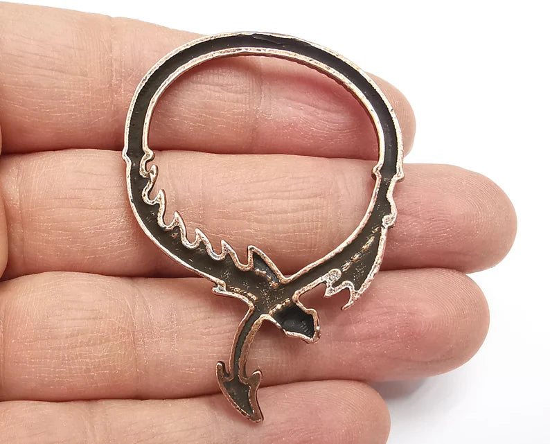 2 Dragon Charms Antique Copper Plated Charms (60x42mm) G27252