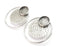 Disc Hammered Round Silver Earring Set Base Wire Antique Silver Plated Brass Earring Base (36x34mm) G27254