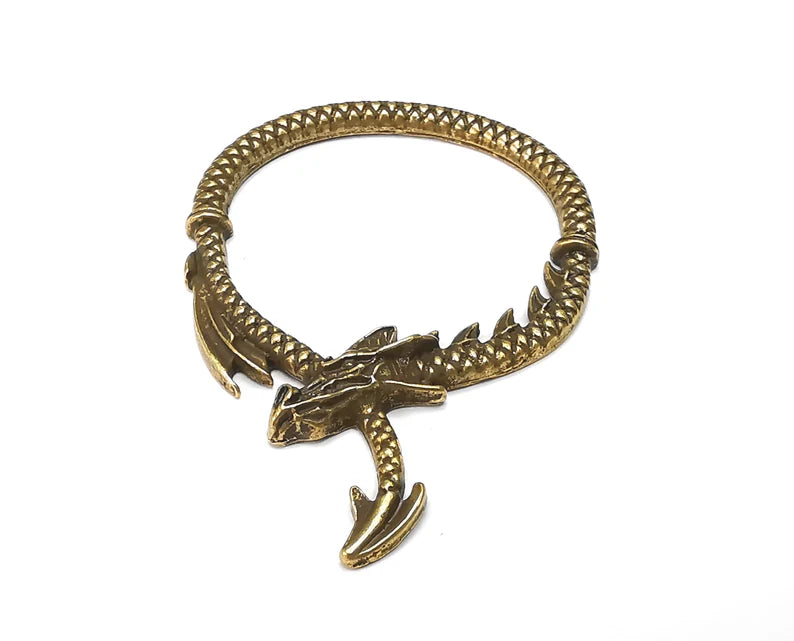 2 Dragon Charms Antique Bronze Plated Charms (60x42mm) G27267