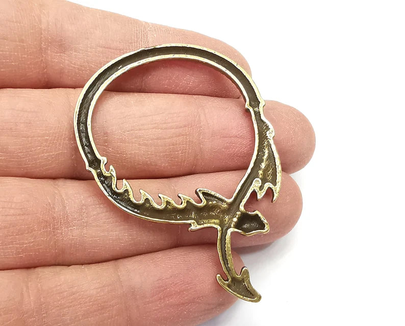 2 Dragon Charms Antique Bronze Plated Charms (60x42mm) G27267