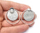 Hammered Disc Hoop Octagon Silver Earring Set Base Wire Antique Silver Plated Brass Earring Base (36x34mm) G27270