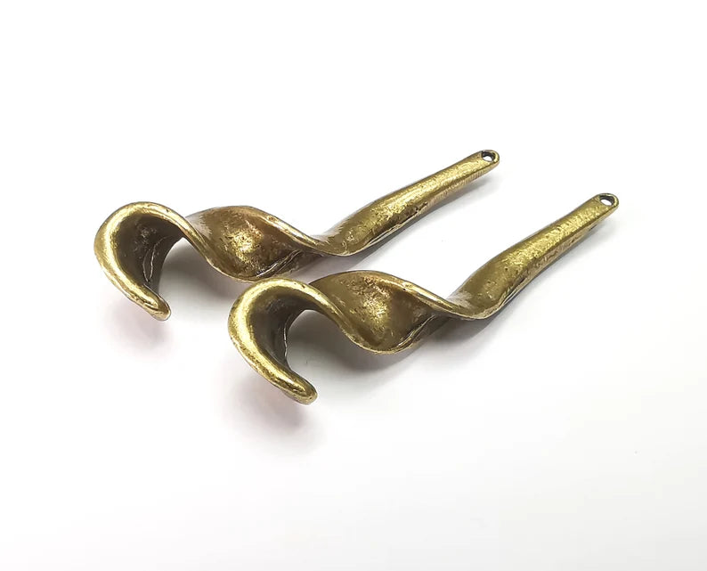 2 Swirl Charms Antique Bronze Plated Charms (53x15mm) G27285