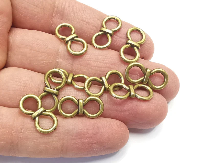 10 Bow Eight Shape Charms Connector Antique Bronze Plated Charms Findings (19x9mm) G27234