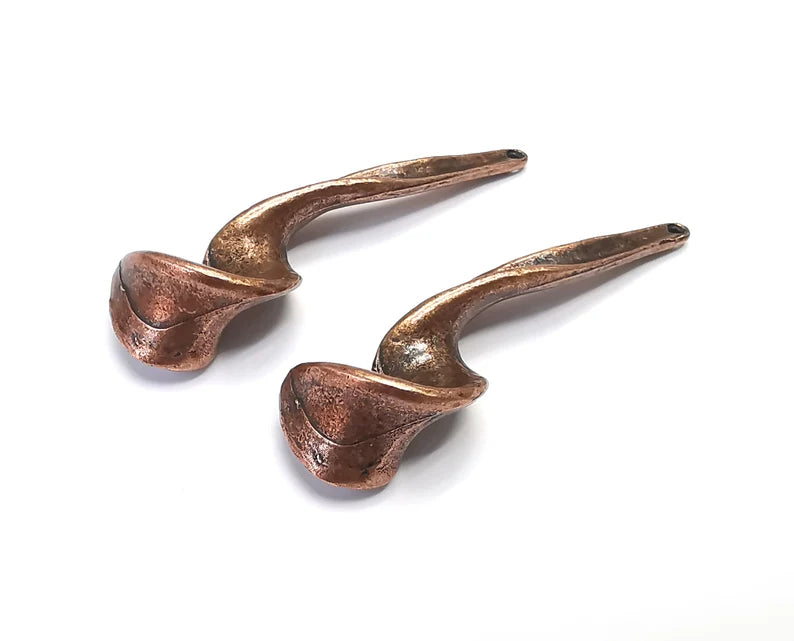 2 Swirl Charms Antique Copper Plated Charms (53x15mm) G27235