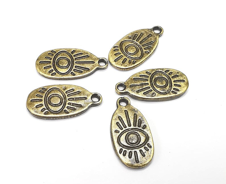5 Eye Charms Antique Bronze Plated Charms (24x12mm) G29363