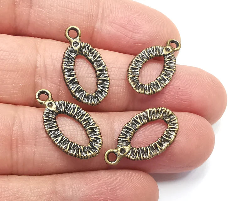 10 Oval Charms Antique Bronze Plated Charms (23x12mm) G27375