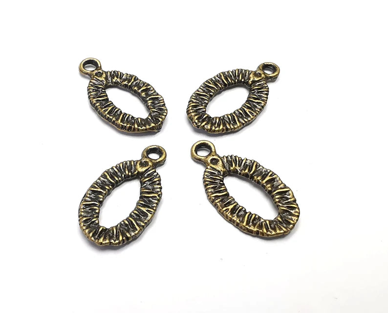 10 Oval Charms Antique Bronze Plated Charms (23x12mm) G27375