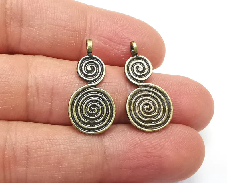10 Swirl Charms Antique Bronze Plated Charms (27x13mm) G27377