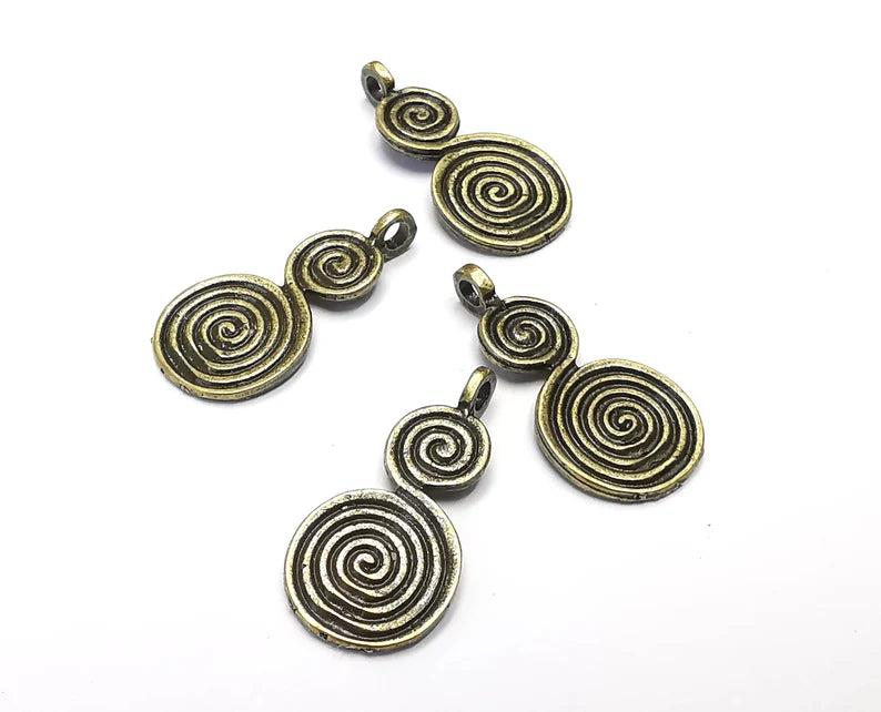 10 Swirl Charms Antique Bronze Plated Charms (27x13mm) G27377