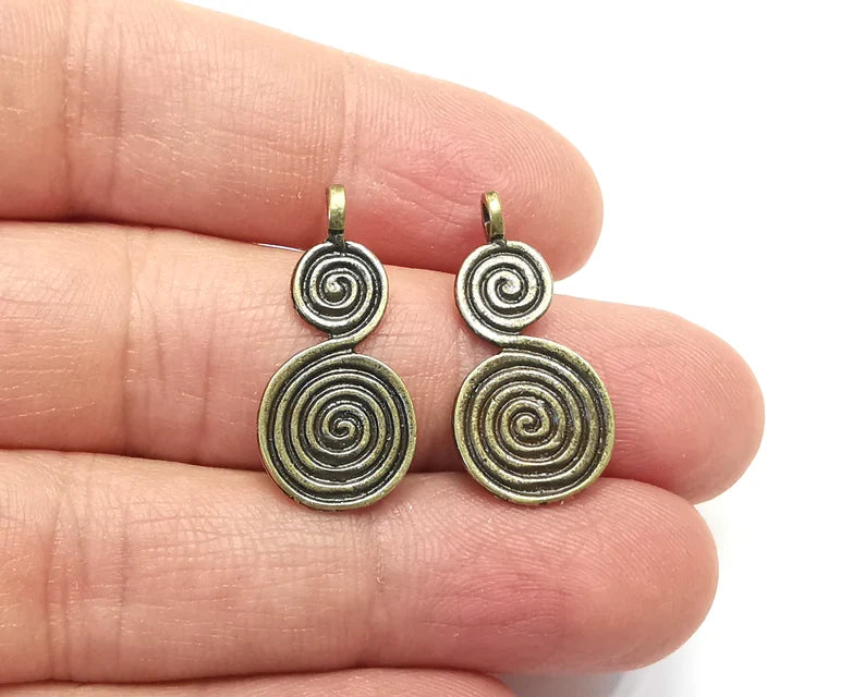 10 Swirl Charms Antique Bronze Plated Charms (27x13mm) G27377