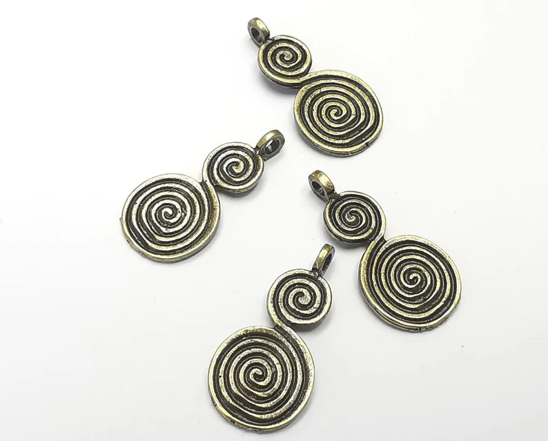 10 Swirl Charms Antique Bronze Plated Charms (27x13mm) G27377
