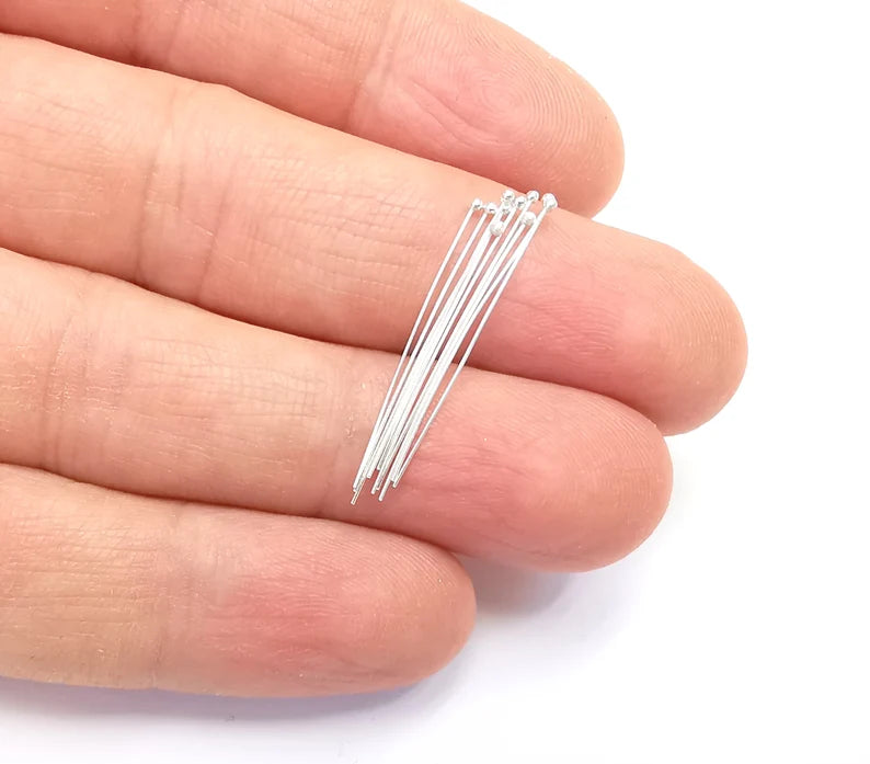 20 Sterling Silver Ball Head Pins, 1.1'', 28ga Extra Thin Pin, (Length 1.1 inch - 27mm) (0.32mm - 28 Gauge) 20 Pcs 925 Silver Pin G30159