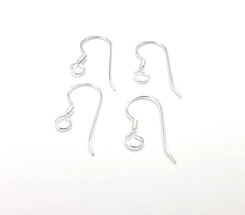 Solid Sterling Silver Earring Hook 925 Silver Earring Wire Findings 1 Piar (18mm) G30350