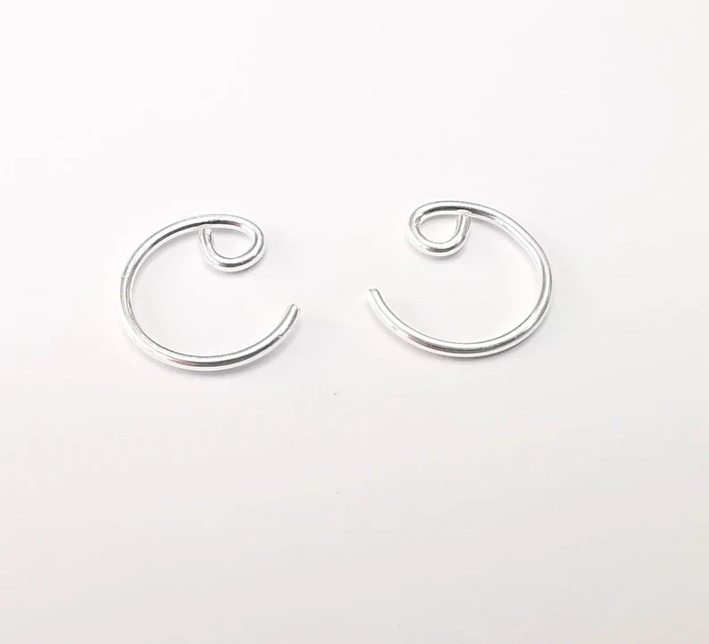 2 Solid Sterling Silver Earring Hook (18 Gauge)925 Silver Earring Wire Findings 1 pair (14mm) G30113