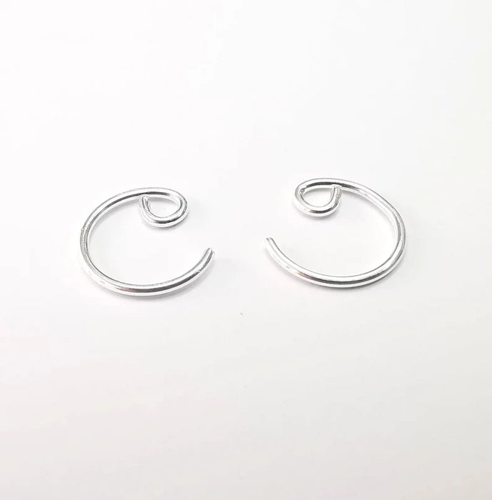 2 Solid Sterling Silver Earring Hook (18 Gauge)925 Silver Earring Wire Findings 1 pair (14mm) G30113